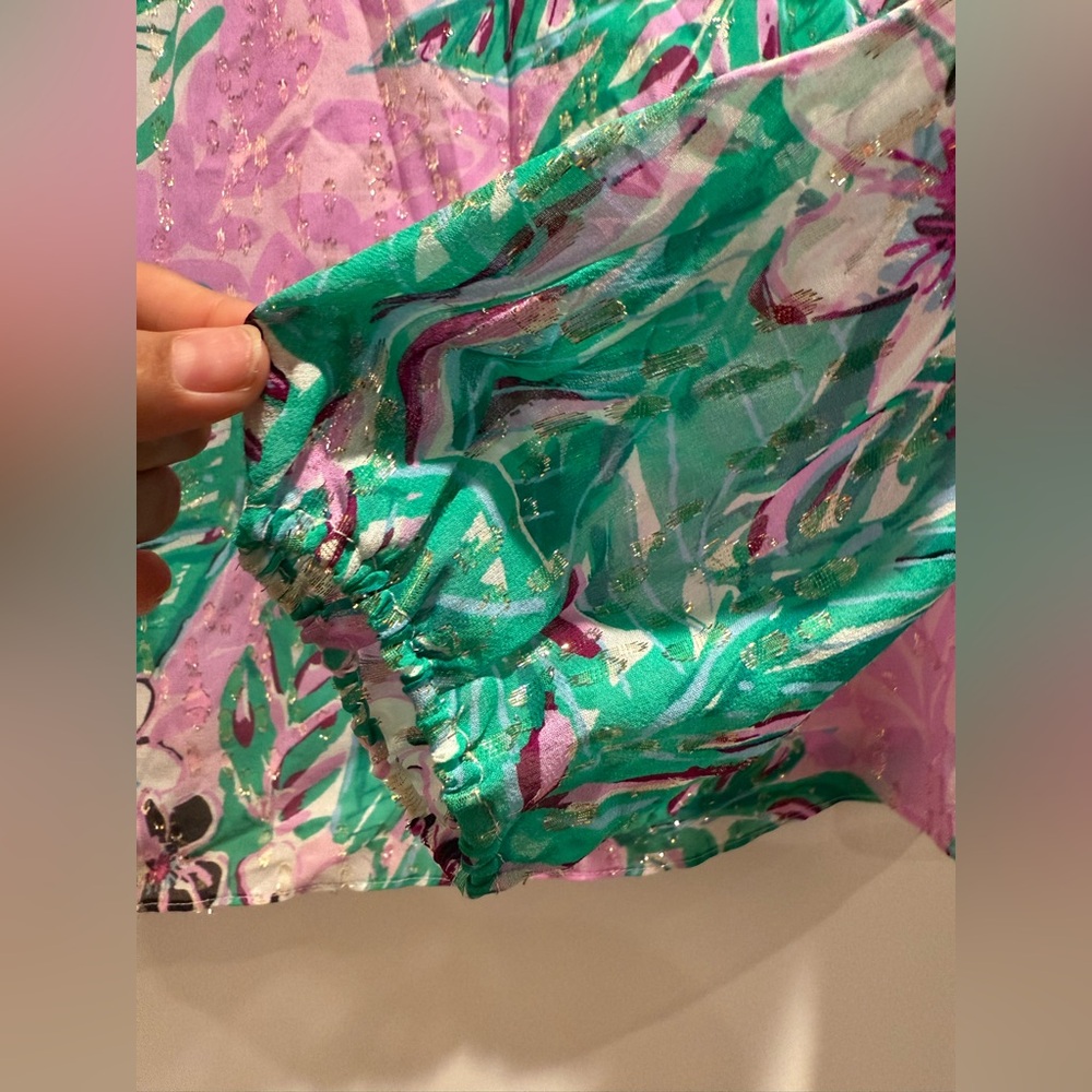 Lilly Pulitzer Pink and Green Blouse Size Small - Picture 4 of 6